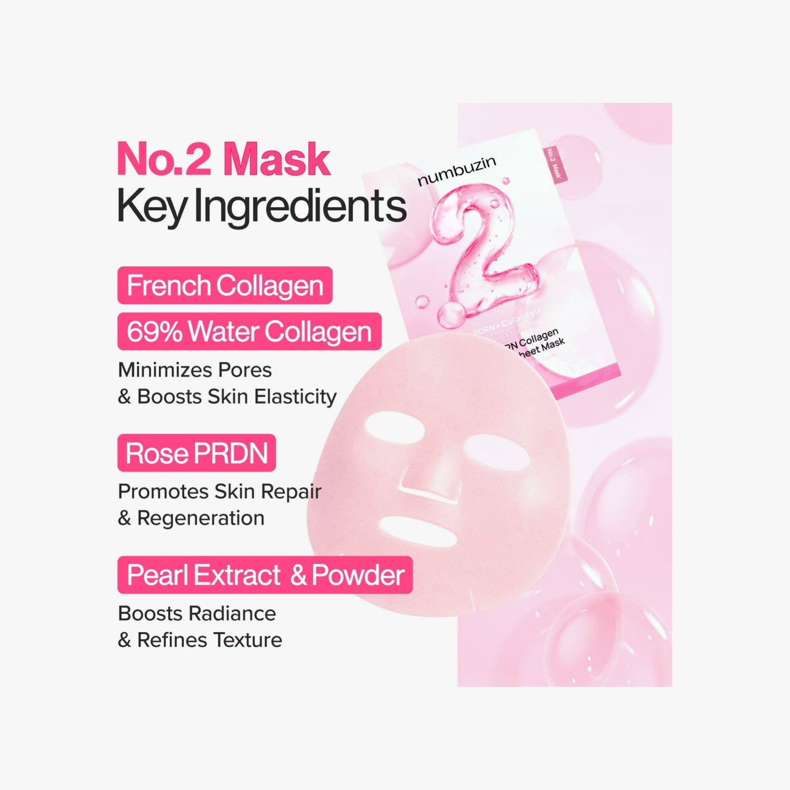 numbuzin No. 2 Rose PDRN Collagen Plumping Sheet Mask