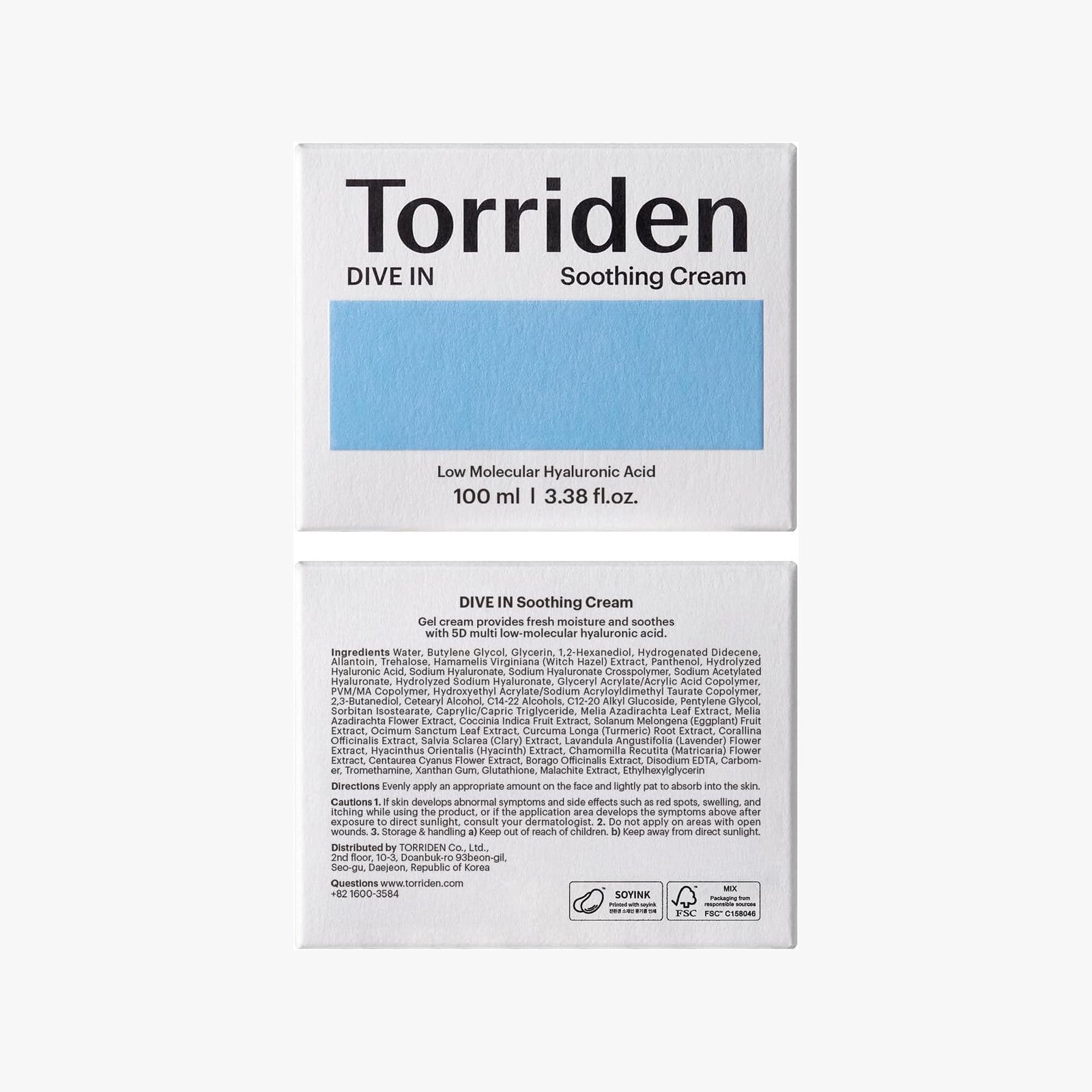 Torriden DIVE IN Low Molecular Hyaluronic Acid Soothing Cream 100ml